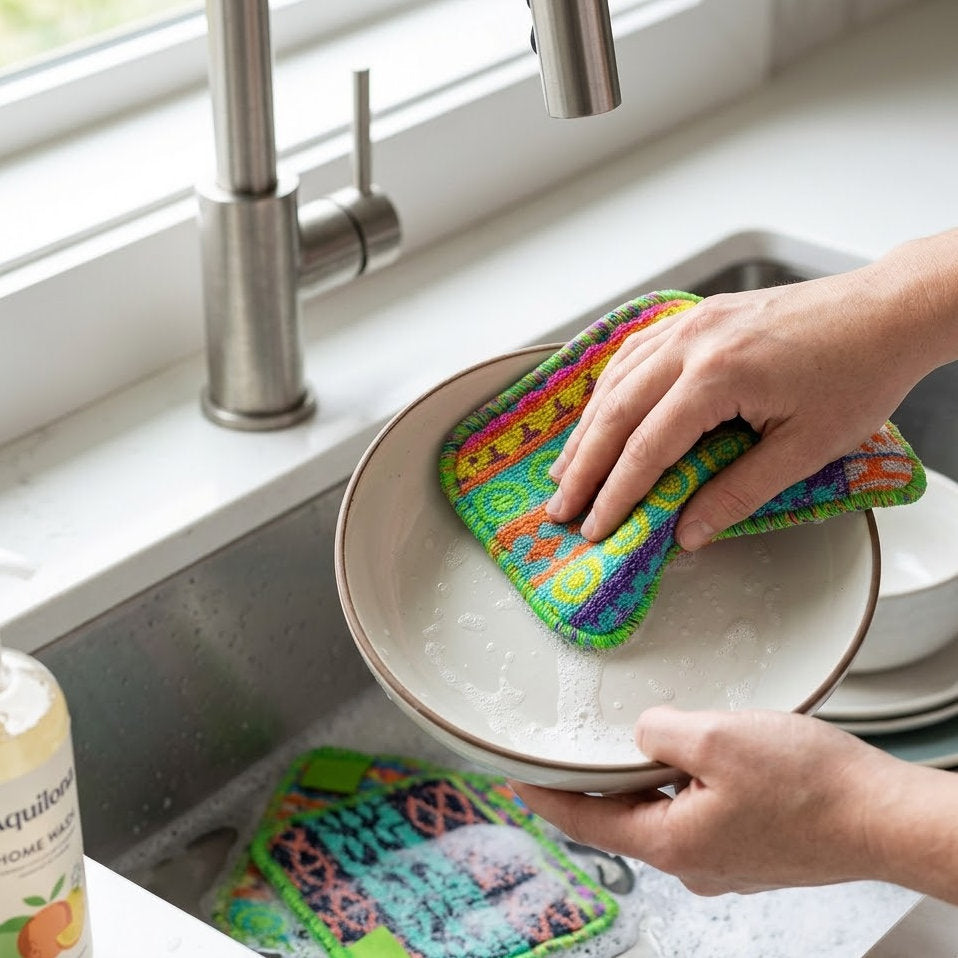 Dylantia Rainbow Series Reusable Dish Cloths - Eco-Friendly Microfiber Scrubbers, Non-Scratch & Heavy Duty, Perfect for Kitchen Aesthetic - 3 Pack