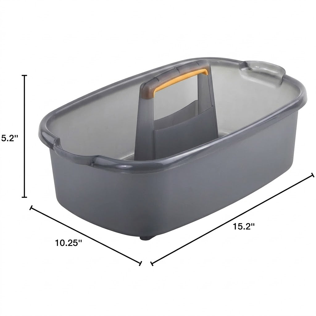 Dylantia Multi-Purpose Cleaning Caddy with Comfort Grip Handle - Large Capacity Organizer for Cleaning Supplies, Tools, and Sprays - Heavy Duty & Portable - Grey