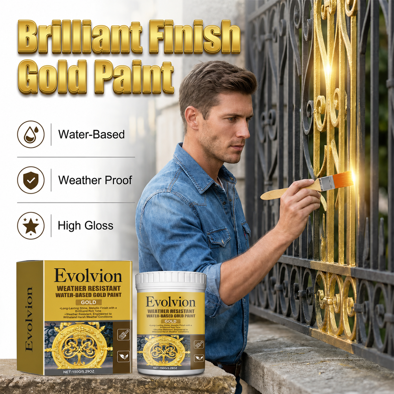 Weather Resistant Water-Based Gold Paint（upsell）