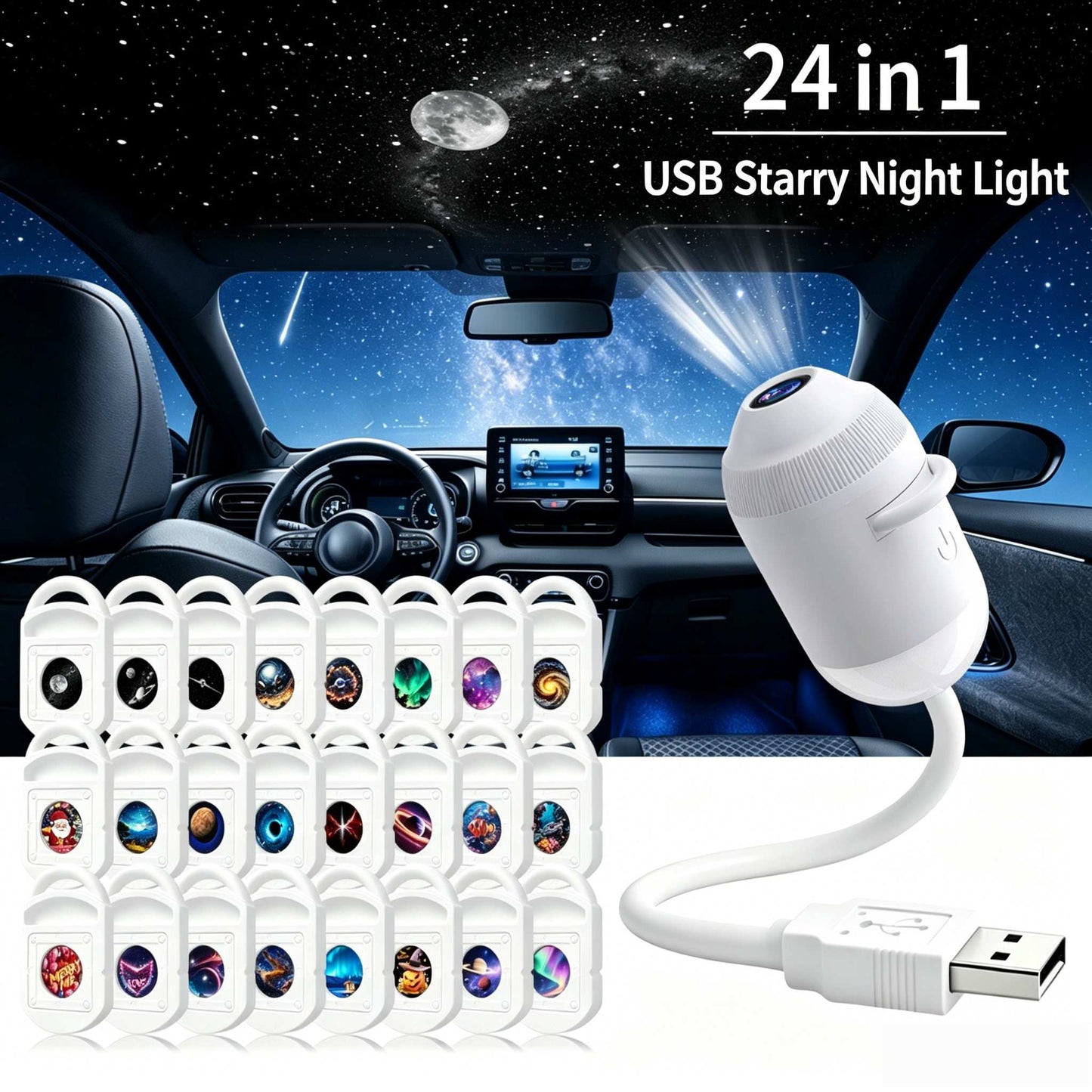 BVJ® 5D Mini Galaxy Star Projector – Dynamic Ambient Light for Bedroom, Car & Home
