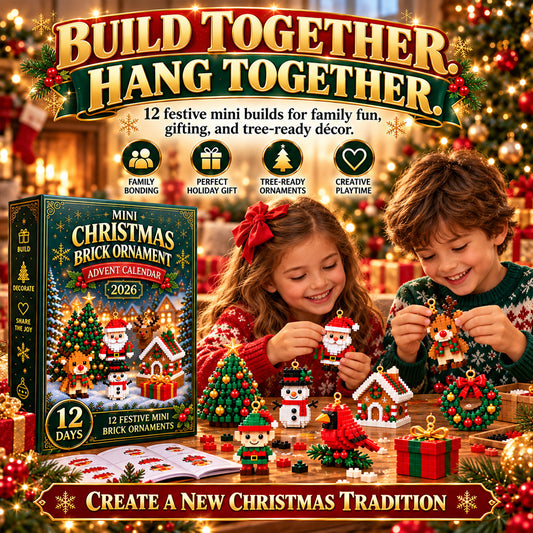 🎄 12-Day Mini Christmas Ornament Advent Calendar | 12 unique festive buildable designs with hanging loops—perfect for decorating Christmas trees, wreaths, and holiday displays 🧱