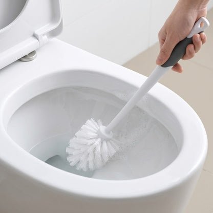 Dylantia 2-in-1 Toilet Plunger and Bowl Brush Combo - Heavy Duty Bathroom Cleaning Set with Hideaway Storage Caddy - Ergonomic Non-Slip Handles - Grey & White