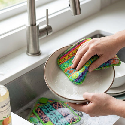 Dylantia Rainbow Series Reusable Dish Cloths - Eco-Friendly Microfiber Scrubbers, Non-Scratch & Heavy Duty, Perfect for Kitchen Aesthetic - 3 Pack