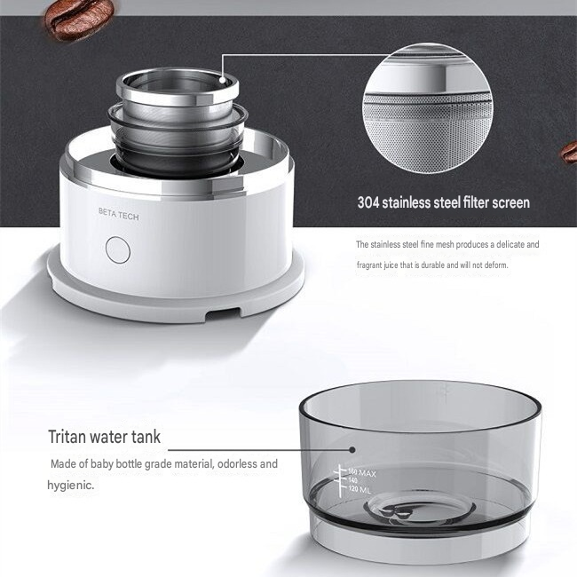 Portable Coffee Maker, Brewer, and Grinder – Fully Automatic Pour-Over Drip Coffee Pot