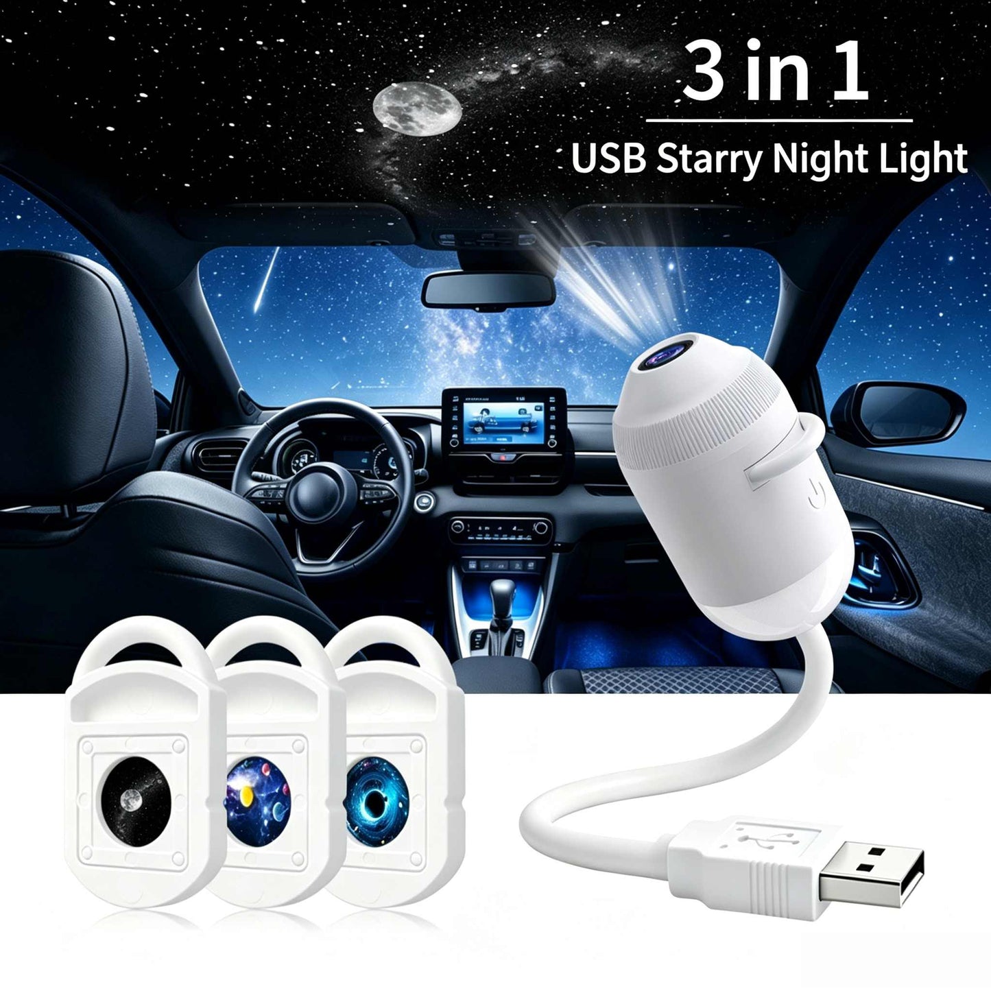 BVJ® 5D Mini Galaxy Star Projector – Dynamic Ambient Light for Bedroom, Car & Home