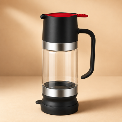 High-borosilicate glass honey jar, press-type dispenser
