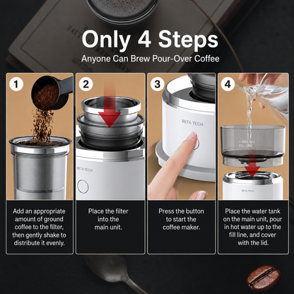 Portable Coffee Maker, Brewer, and Grinder – Fully Automatic Pour-Over Drip Coffee Pot