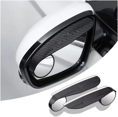 Car Blind Spot Mirror with Side Mirror Rain Guard,Carbon Fibre Rear View Mirror Rain Visor & 360° Adjustable HD Blindspot Mirror
