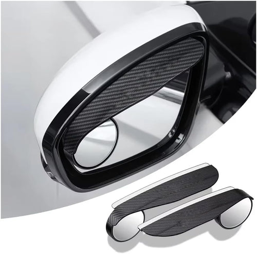 Car Blind Spot Mirror with Side Mirror Rain Guard,Carbon Fibre Rear View Mirror Rain Visor & 360° Adjustable HD Blindspot Mirror
