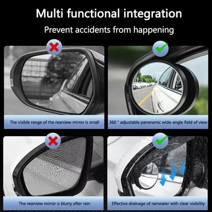 Car Blind Spot Mirror with Side Mirror Rain Guard,Carbon Fibre Rear View Mirror Rain Visor & 360° Adjustable HD Blindspot Mirror