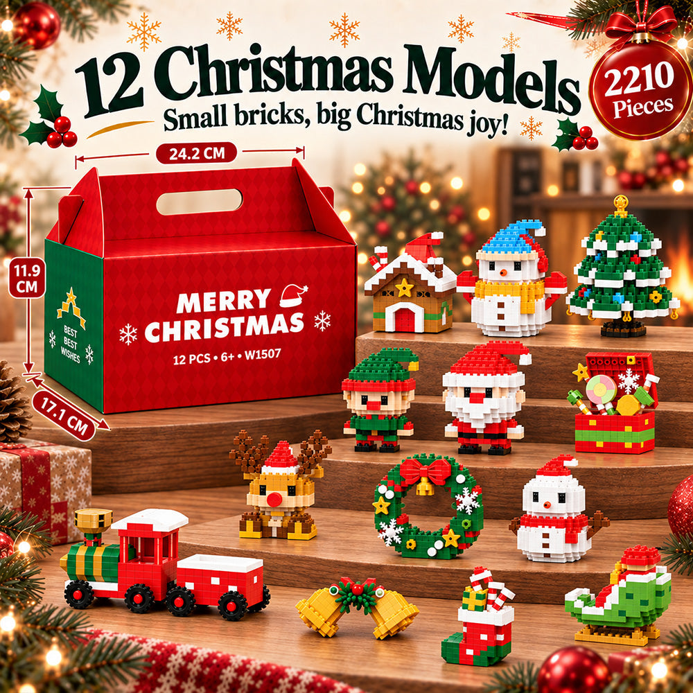 ⏳ Last day to save 49% – 🎄 12-Day Mini Christmas Ornament Advent Calendar | 12 unique festive buildable designs with hanging loops—perfect for decorating Christmas trees, wreaths, and holiday displays 🧱