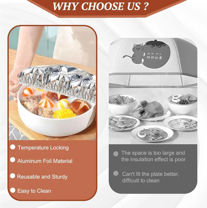 🏠Reusable Aluminum Foil Food Covers – Keep Meals Warm & Fresh