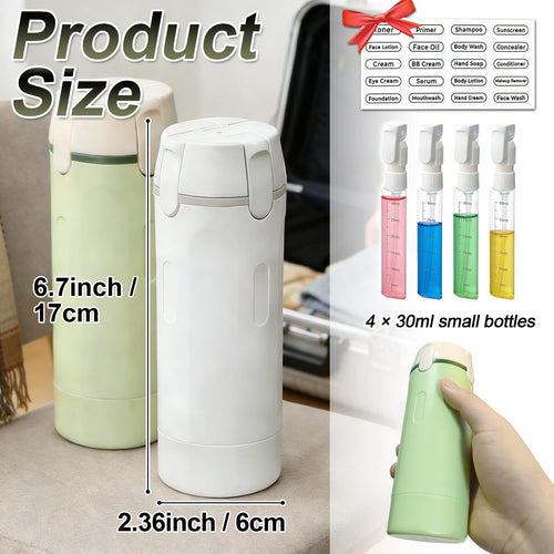 4 in 1 Travel Pump Dispenser Bottle, 30ml, 4 Pack Leakproof Pump Containers with Measuring Scale and Label Stickers（upsell）