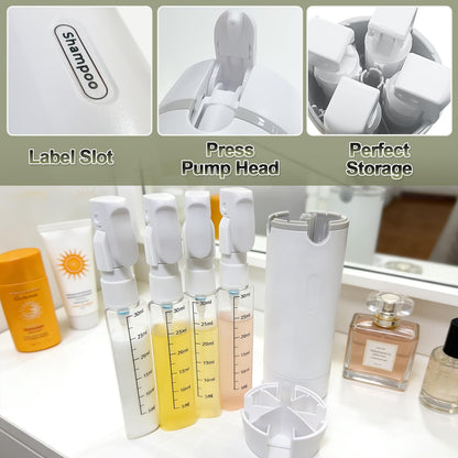 4 in 1 Travel Pump Dispenser Bottle, 30ml, 4 Pack Leakproof Pump Containers with Measuring Scale and Label Stickers（upsell）