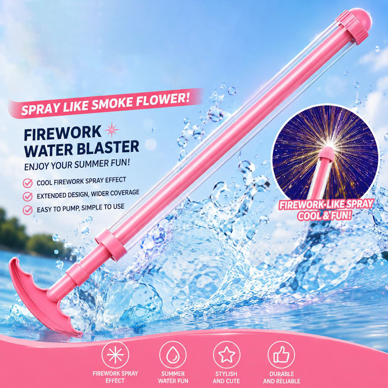 Telescopic Water Gun – Summer Outdoor Pool & Beach Water Fight Party Toy (41cm Long-Range Pump Water Blaster)