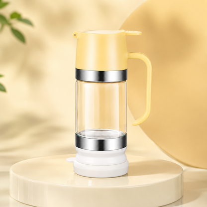 High-borosilicate glass honey jar, press-type dispenser