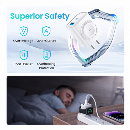 3-in-1 Magnetic Apple Watch & iPhone Charger | 20W USB-C Fast Charger