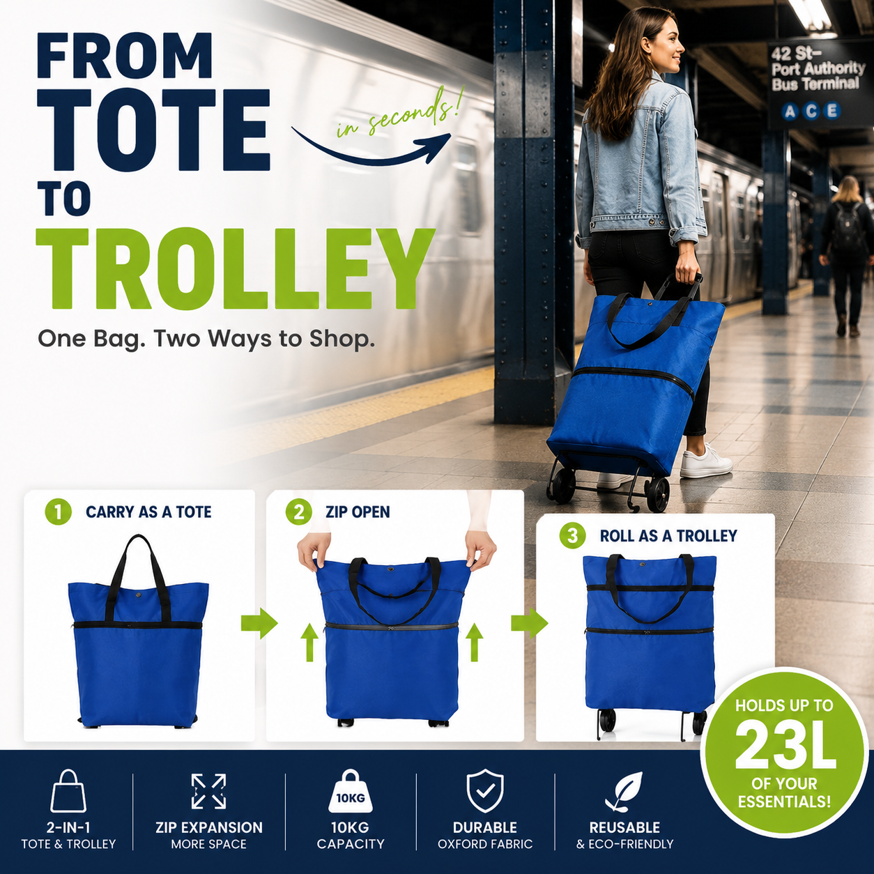 GROCERY SHOPPING BAG WITH WHEELS