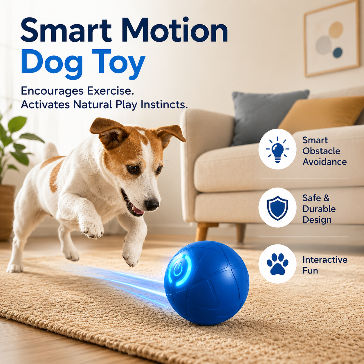 🐾 AUTO-BOUNCING SMART PET BALL WITH REMOTE CONTROL— 3 Interactive Modes | Chew-Resistant E-TPU | USB-C Rechargeable 🎾