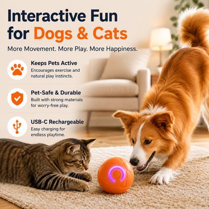 🐾 AUTO-BOUNCING SMART PET BALL WITH REMOTE CONTROL— 3 Interactive Modes | Chew-Resistant E-TPU | USB-C Rechargeable 🎾