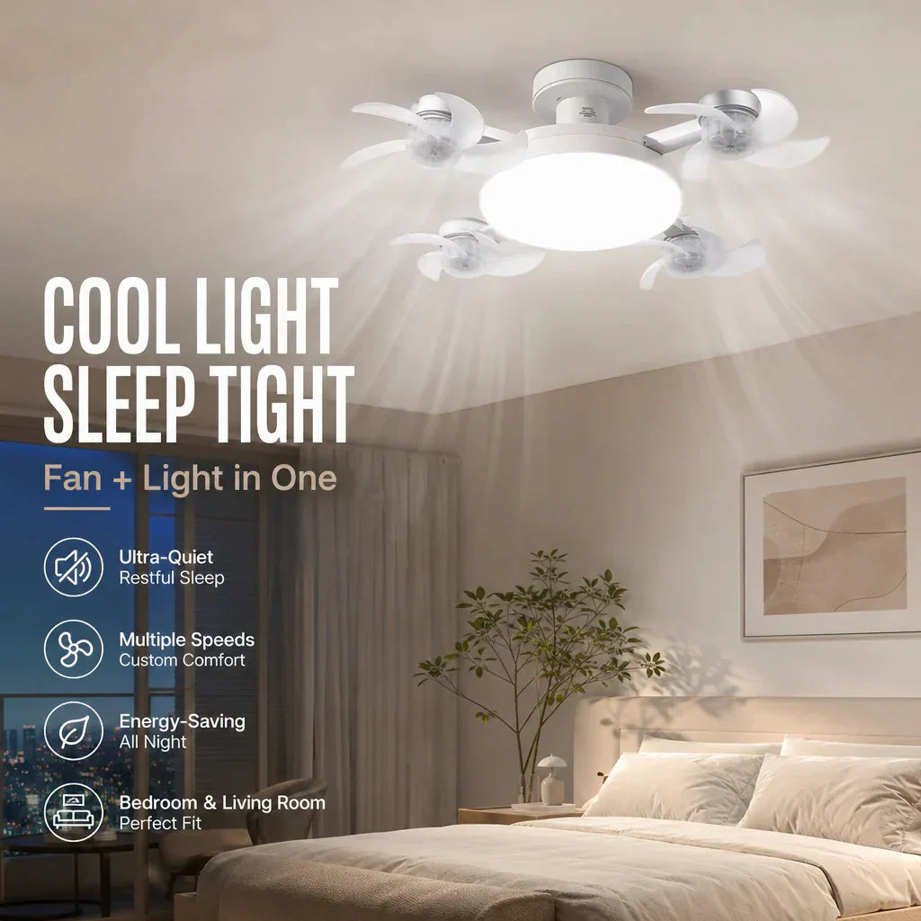 🌀 New ceiling fan light with E27 socket – 2-in-1 quiet LED fan with remote control, energy-efficient combination of cooling and lighting for the home, in the bedroom