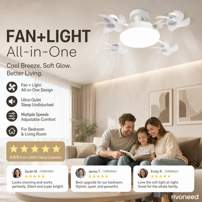 🌀 New ceiling fan light with E27 socket – 2-in-1 quiet LED fan with remote control, energy-efficient combination of cooling and lighting for the home, in the bedroom