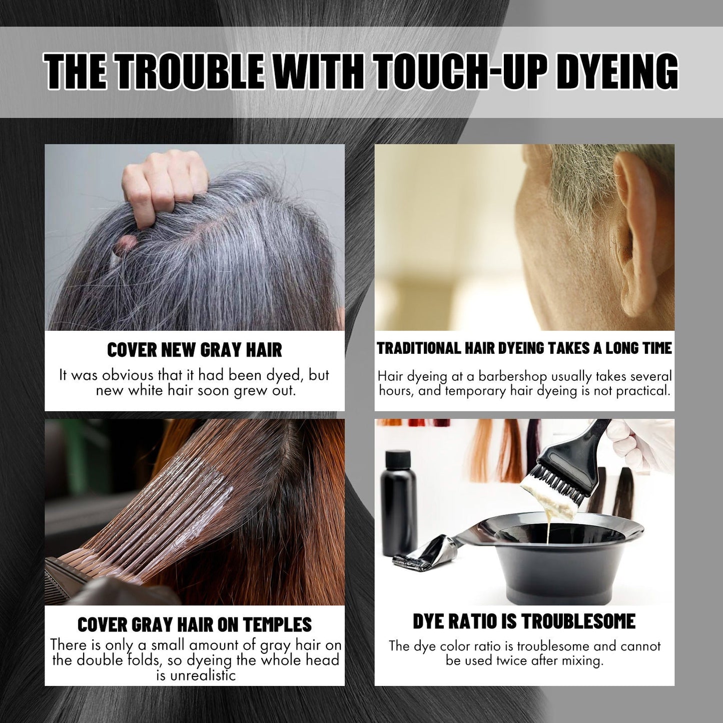 Hair Dye Cream Comb with Natural Plant Extract, Root Touch Up Hair Color, Ammonia Free