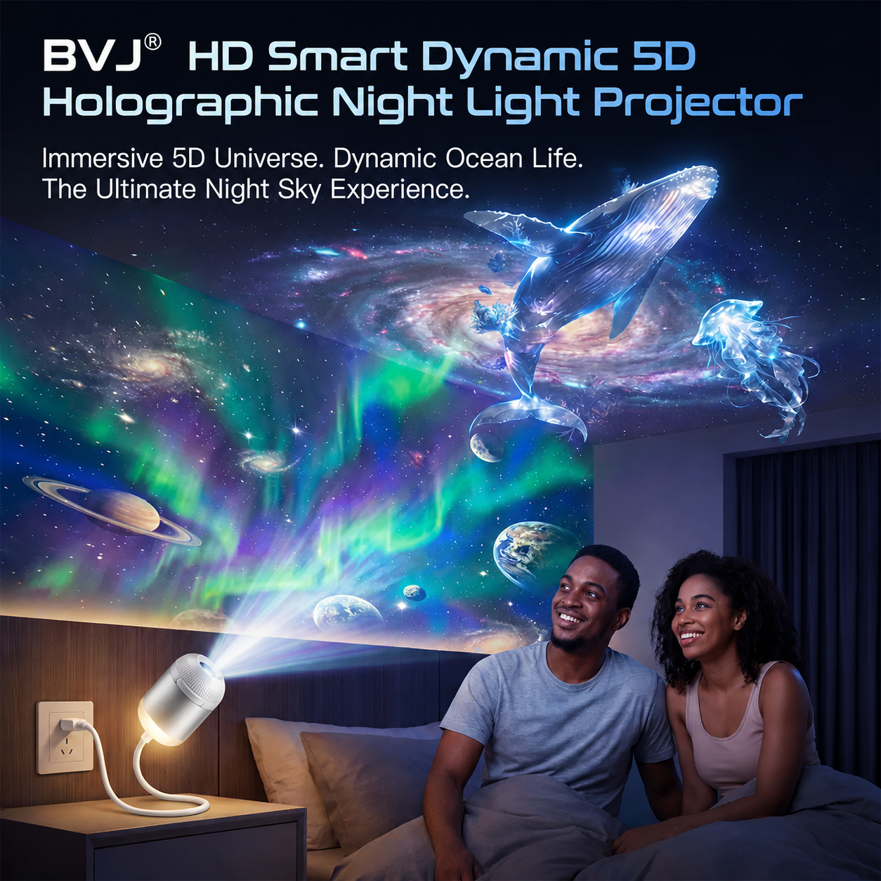 BVJ® 5D Mini Galaxy Star Projector – Dynamic Ambient Light for Bedroom, Car & Home